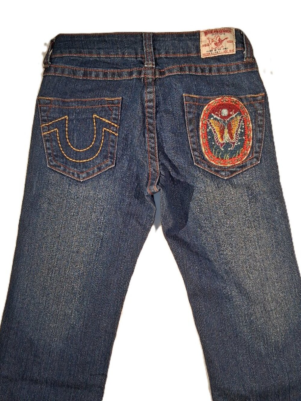 TRUE RELIGION BILLY BIG T Jeans  wms 3/4  Vintage  06-08  Butterfly Stitched Pkt